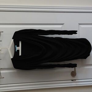 Marciano US L Drape Neck Long Sleeve Body Fitting Black Dress